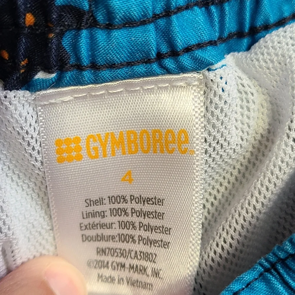 Gymboree swim trunks sharks and pirate ships‎ boys Size 4 Blue euc
